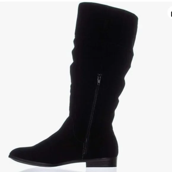 Style & Co Kelimae Black Suede Scrunch Boots Wide Calf - Picture 2 of 8